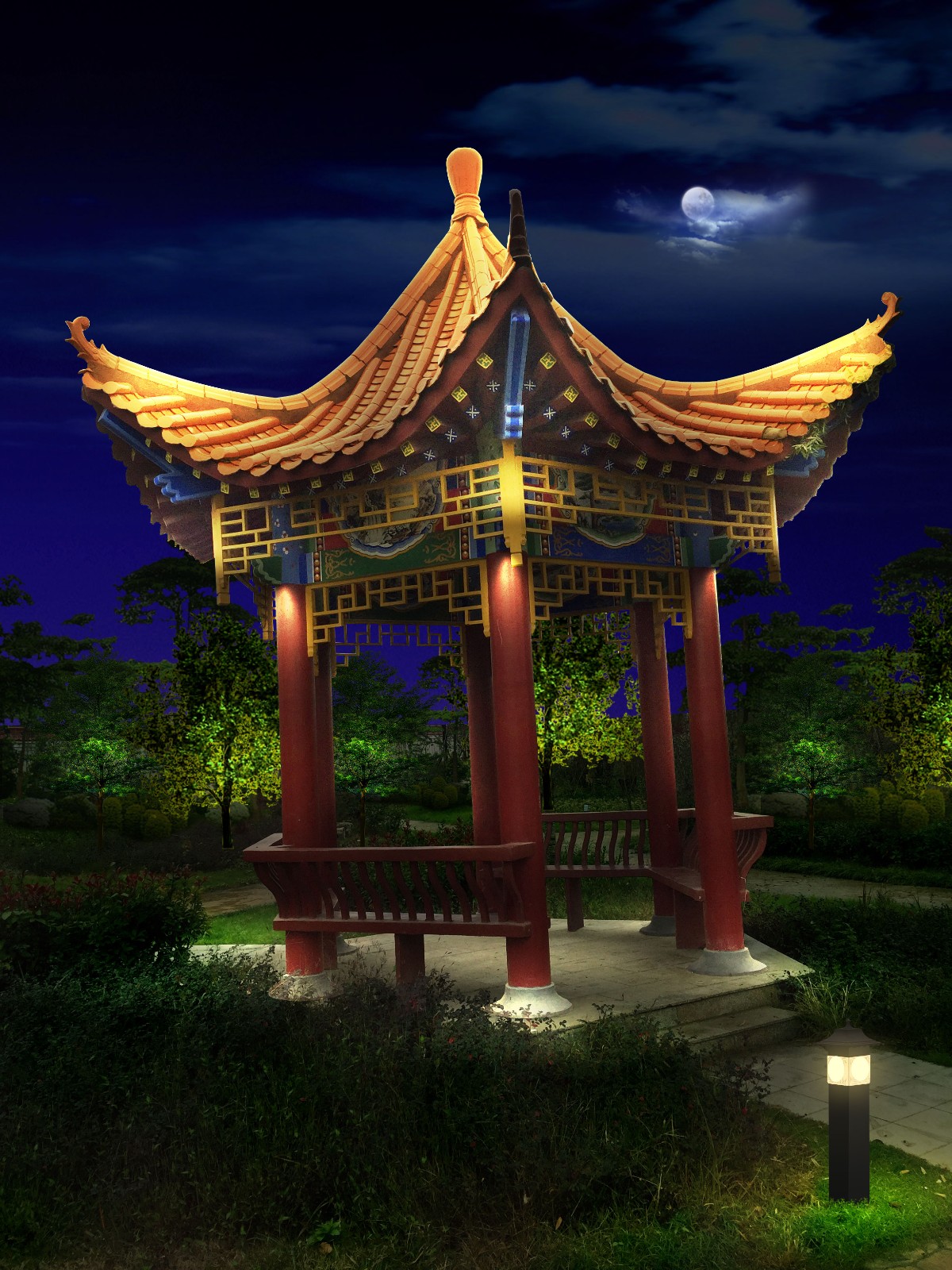 阜南縣清河公園，體育公園景觀(guān)亮化